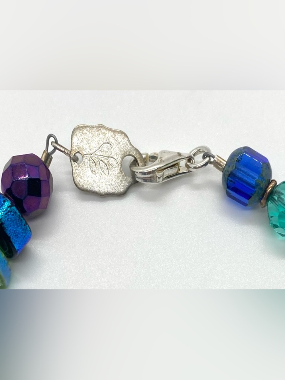 Vintage Blue Green Purple Glass Beaded Chunky Bracelet Grandmillenial Eclectic - Picture 6 of 9